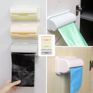 UPIQNG 3Pcs Plastic Bags Storage Box Garbage Bag Container Wall Hanging Trash Bag Holder Rubbish Pouch Organizer Wall Adhesive Mount Plastic Bag Collection Box