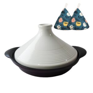 xgxoz tagine pot for cooking, cooking pot casserole pan with enameled cast iron base and ceramic cone-shaped lid, high-quality cookware, non stick chemical free