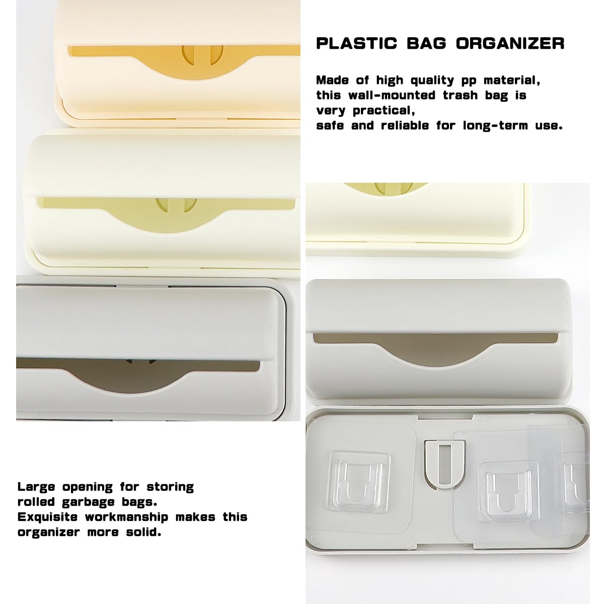 UPIQNG 3Pcs Plastic Bags Storage Box Garbage Bag Container Wall Hanging Trash Bag Holder Rubbish Pouch Organizer Wall Adhesive Mount Plastic Bag Collection Box