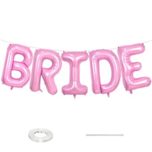 biapian 40 inch bride letter balloons, pink bride foil balloons, 5 pcs giant baby pink foil large letters balloon helium for wedding bridal shower anniversary bachelorette engagement party decoration