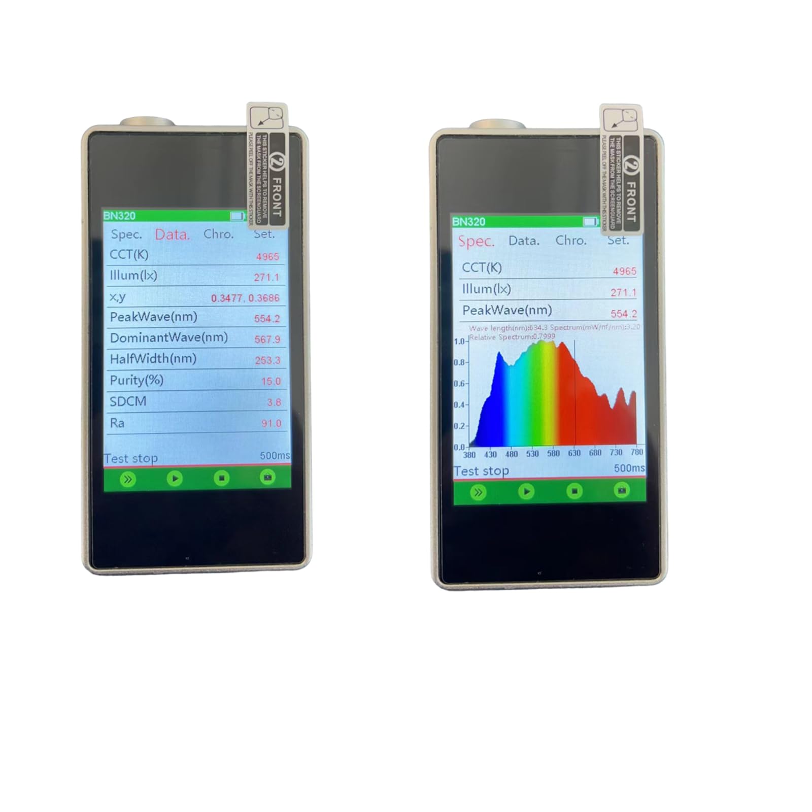 BN320 Handheld Spectrometer Light Spectrum Meter - High Precision CCD, 380nm-780nm, Touch Screen Display