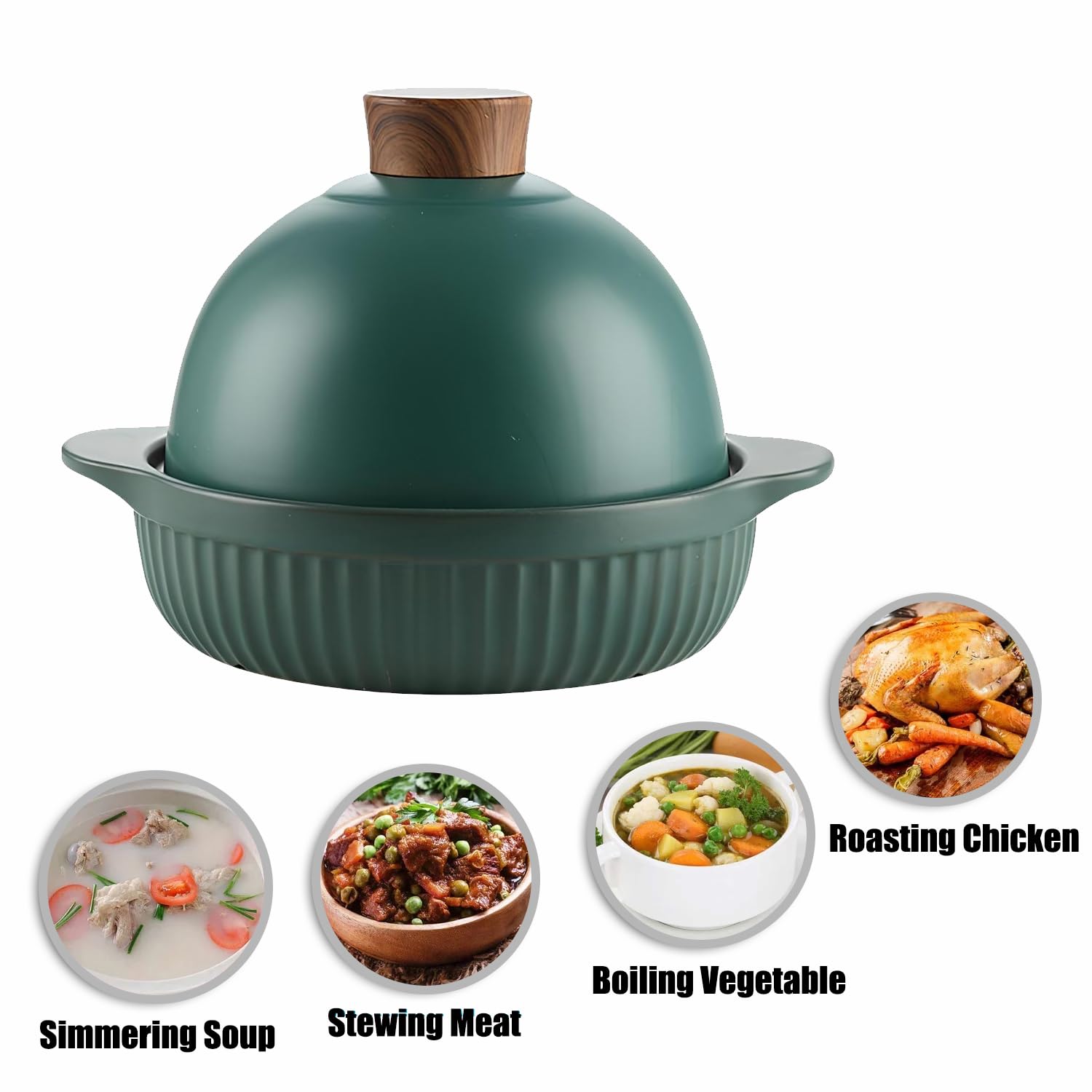 Xgxoz Ceramic Tagine Cooking Pot High-Quality Tagine Ceramic Tagine Cookware with 2 Handles, Casserole Pot for Home Kitchen