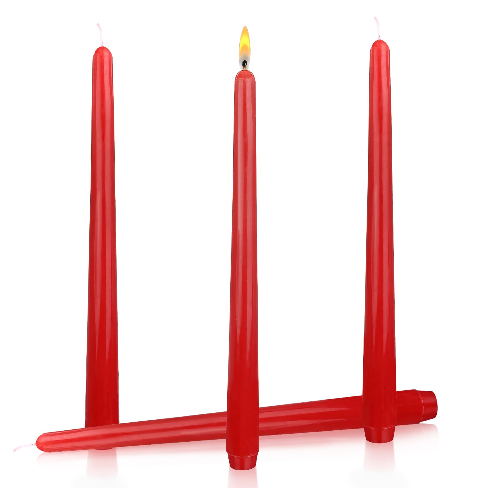 10 inch unscented Taper Candles, red Taper Candles for Dinner Decorations for Weddings, Family Holidays, Church, devotions, Celebrations (Set of 4)