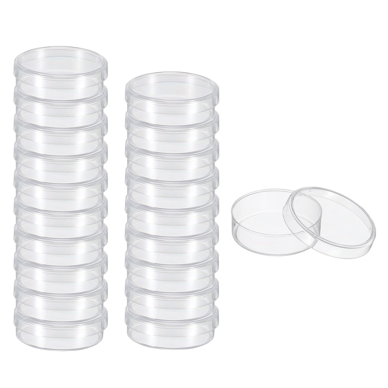 PATIKIL 35mm Plastic Petri Dishes with Lid, 20 Pcs Petri Plates Tissue Culture Plate for Lab Science Experiment, Clear