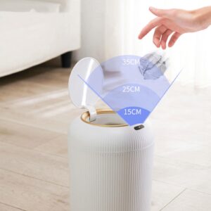 LOXGO Automatic Sensors Trash Can for Bathroom Kitchen Luxury Smart Trash Bin Bedroom Waterproof Electric Waste Bin 9.5L/10L Smart Garbage Bin, White