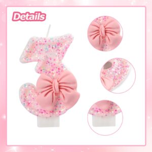 Pink 15 Birthday Candles,Birthday Candles for Cake 15,Number 15 Candle Sparkly Pink Decorations for Theme Party Anniversary Celebration Supplies