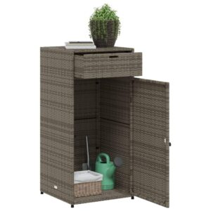 Gecheer Patio Storage Cabinet, Outdoor Storage Cabinet Garden Storage Shed, Weather Resistant, for Yard and Patio Gray 21.7" x 21.7" x 43.7" Poly Rattan - Easy Assembly