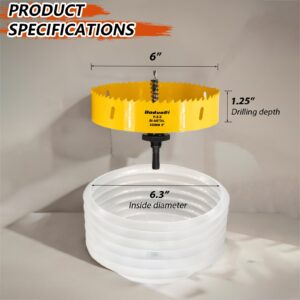 DaduoRi 6" Hole Saw for Recessed Lights with 2 Abors, 6in Hole Saw Dust Bowl for Recessed Lighting 6 Inch, Include 3/8" Hex Shank & SDS Plus, Can Light Hole Saw for Plasterboard, Drywall Cutter 152mm