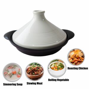 Xgxoz Tagine Pot for Cooking, Cooking Pot Casserole Pan with Enameled Cast Iron Base And Ceramic Cone-Shaped Lid, High-Quality Cookware, Non Stick Chemical Free