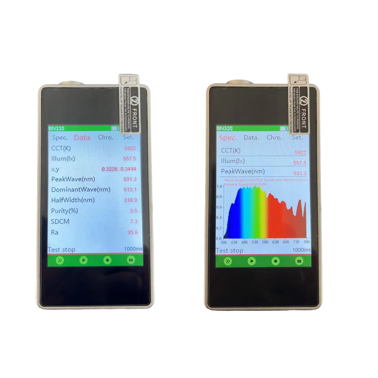 BN320 Handheld Spectrometer Light Spectrum Meter - High Precision CCD, 380nm-780nm, Touch Screen Display