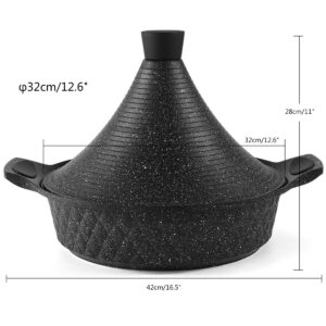 Xgxoz Tagine Pot with Ceramic Lid for Cooking 4.1Litre 32Cm Traditional Tender Slow Cook Tajin Casserole Pan for Induction Gas Electric Ceramic Hobs Safe,Black