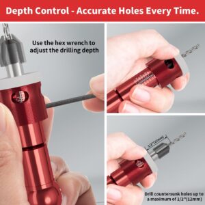 ENERTWIST Countersink Drill Bit Set with Adjustable Depth Stop, 5Pcs 82 Degree Carbide Tipped Countersink Bit with1/4 Quick Release Hex Shank for Woodworking, Carpentry, Pilot Screw Hole Set