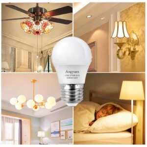 Angyues Low wattage Light Bulbs 1.5W LED Bulb Equivalent 15W20W Light Bulbs, 120v A15 LED Bulb Warm White 2700K Energy Saving Home Light Bulb E26 Base Ceiling Fan Light Bulbs, Non-Dimmable 4Pack