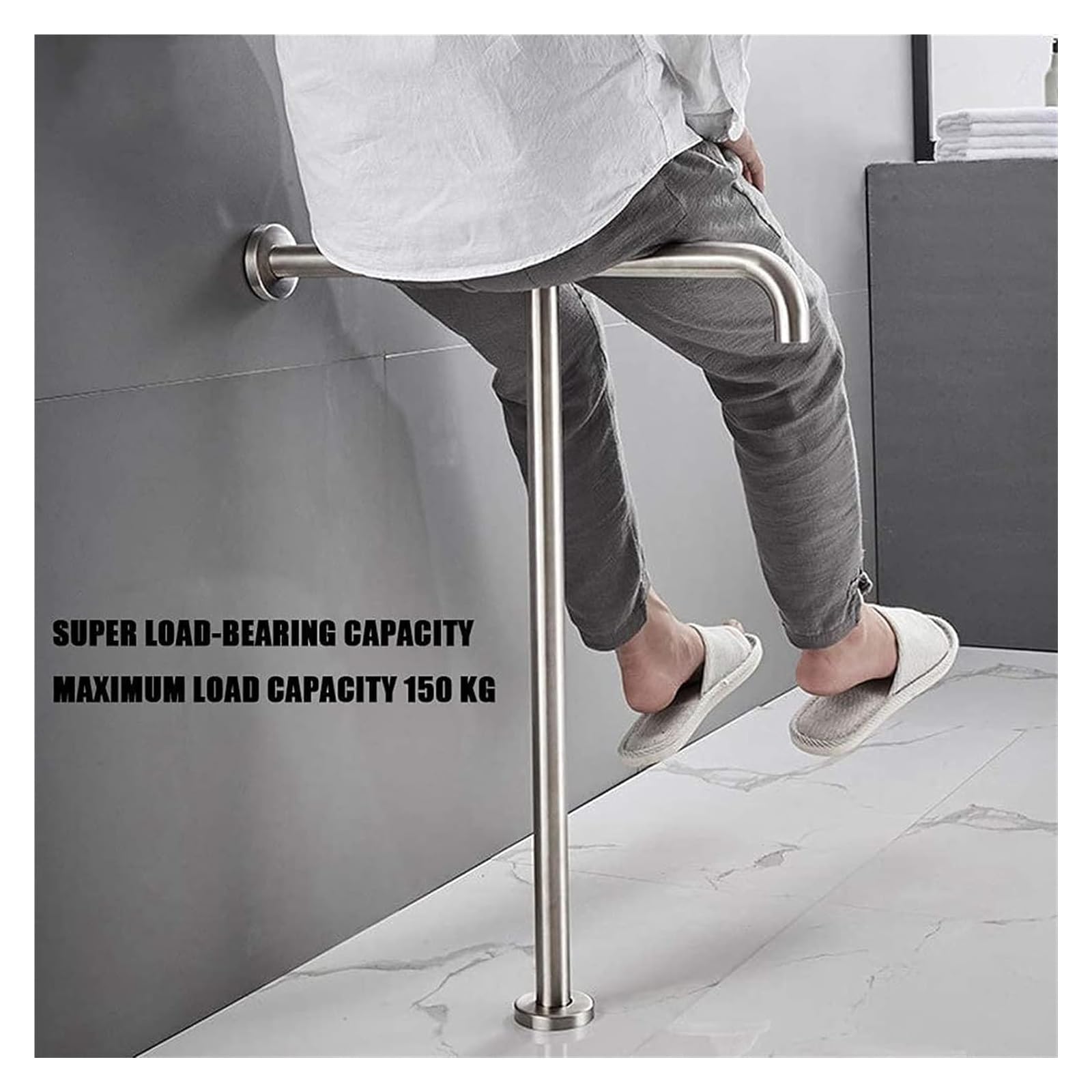 Grab Bar Bath Bathroom Rails, Stainless Steel Anti-Slip Safety Support Handle Shower Elderly Child Toilet Kitchen Anti-Slip Handrail