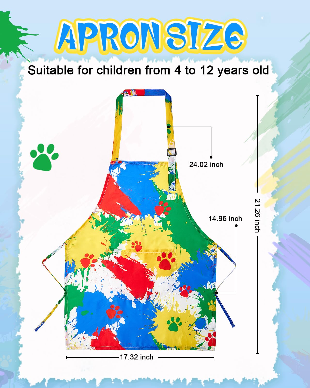 Lictin 2 Pack Kids Apron for Girls Boys Art Aprons for Cooking, Waterproof Art Apron with Pockets for Kids Painting Cooking Baking (4-12 Years)