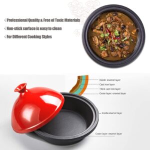 Tagine Pot Enameled Cast Iron Tajine Cooking Pot Tajine with Ceramic Cone-Shaped Closed Lid Traditional Slow Cook Tajin Casserole Pan,Green