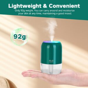 Mini Humidifiers for Bedroom, 200ml Cool Mist Humidifiers for Home Nursery Indoor Plants, Room Humidifiers for Bedroom Quiet Easy Clean Auto Shut-off Top Fill Humidifier for Car Office Desktop, Green