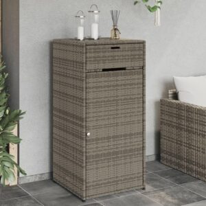 gecheer patio storage cabinet, outdoor storage cabinet garden storage shed, weather resistant, for yard and patio gray 21.7" x 21.7" x 43.7" poly rattan - easy assembly