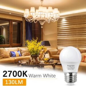 Angyues Low wattage Light Bulbs 1.5W LED Bulb Equivalent 15W20W Light Bulbs, 120v A15 LED Bulb Warm White 2700K Energy Saving Home Light Bulb E26 Base Ceiling Fan Light Bulbs, Non-Dimmable 4Pack