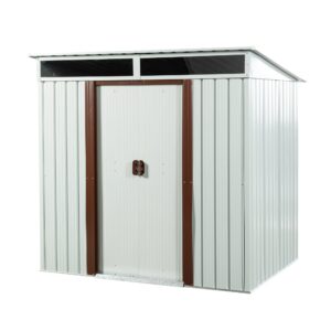 6ft x 5ft outdoor metal storage shed with window lockable sliding doors floor frame waterproof tool storage house anti-corrosion garden shed tool shed for garden backyard patio lawn