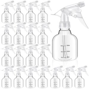 worldity 24 pcs empty plastic spray bottles 8 oz, clear spray bottles, mini spray bottles with measurement adjustable nozzle, refillable spray bottles for hair plant kitchen bath