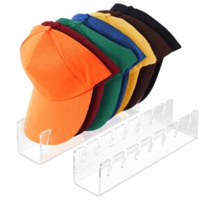 esnendir hat stand for baseball caps -acrylic hat organizer, no install large capacity hat holder for 14 baseball caps for bedroom, closet, dresser 2 pack (clear)