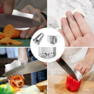 4pcs Stainless Steel Finger Guards and 2pcs Nail Guards, Single & Double-Finger Protector for Cutting Food Kitchen Finger Shield for Chopping Slicing Dicing