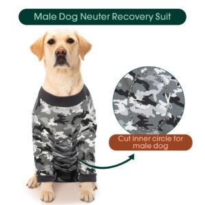 Kuoser Dog Surgery Suit Female Spay, Soft Dog Pajamas, Long Sleeve Dog Recovery Suit, Dog Clothes Onesie for Surgery, Pet Neuter Spay Bodysuit Apparel with Zipper, E-Collar & Cone Alternative