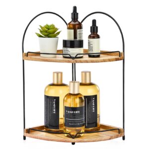 FairyHaus 2 Tier Bathroom Counter Organizer, Rustic Wood Bathroom Countertop Organizer, Versatile Bathroom Vanity Skincare Make Up Organizer