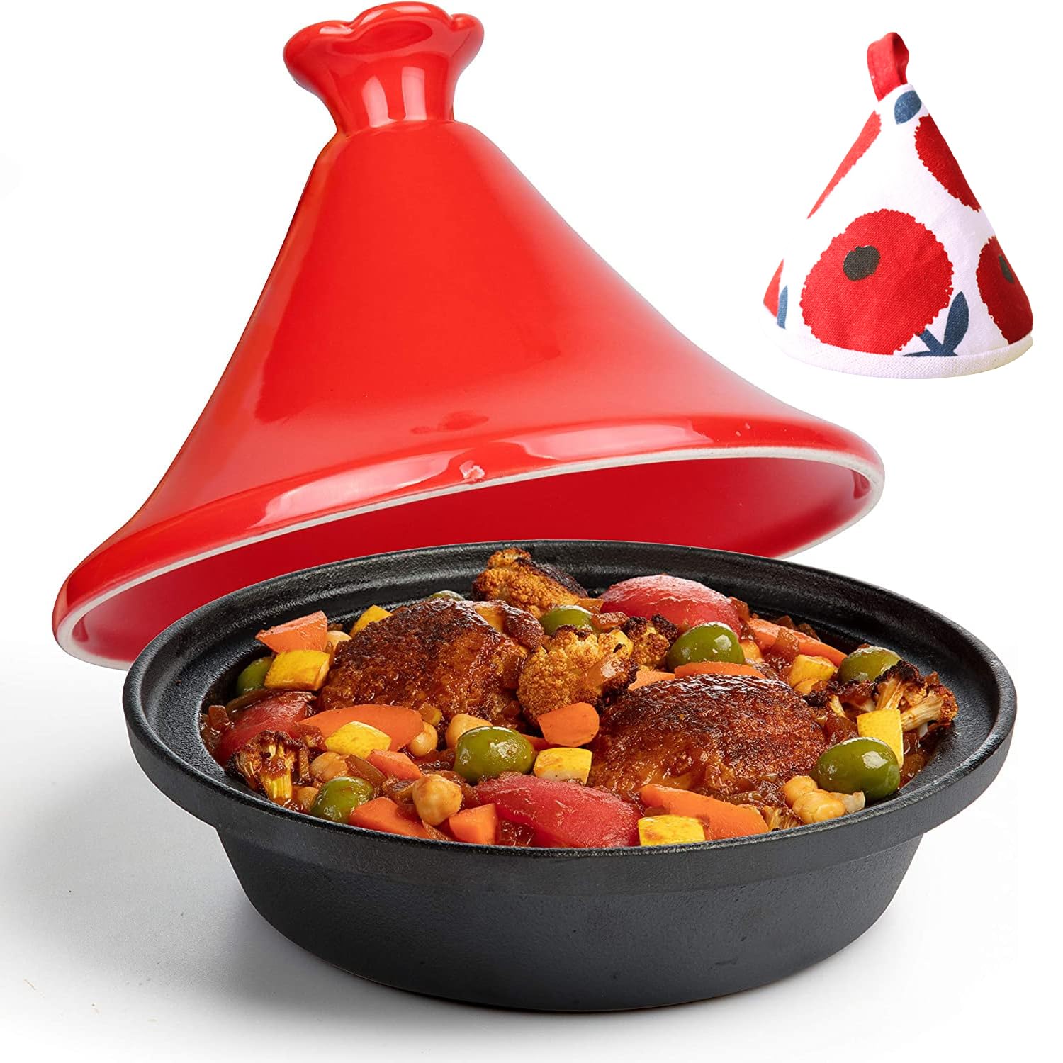 Xgxoz Tagine Cast Iron 4 Qt Cooker Pot Tajine Cooking Enameled Ceramic Lid- 500 F Oven Safe Dish W Large Capacity Cone Shaped Lid High Quality Cookware Gift