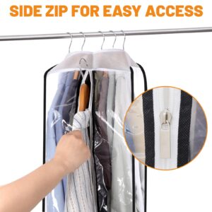 Dntorx 4 Pack Full Clear Garment Bags (40&50"), Clothes Covers with 10" Gusseted, Clear Bags for Hanging Clothes, Suit Bags, Coat Covers for Closet with Side Zip for Coats, Jackets, Windbreaker, Dress