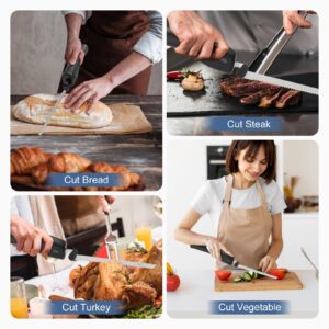 VLOXO Cordless Electric Knife, Electric Knives Rechargeable Bread Knife with Safety Lock Ergonomic Handle Electric Meat Knife for Carving Meat Bread Steak Fish Fillet Cheese Include 2 Blades