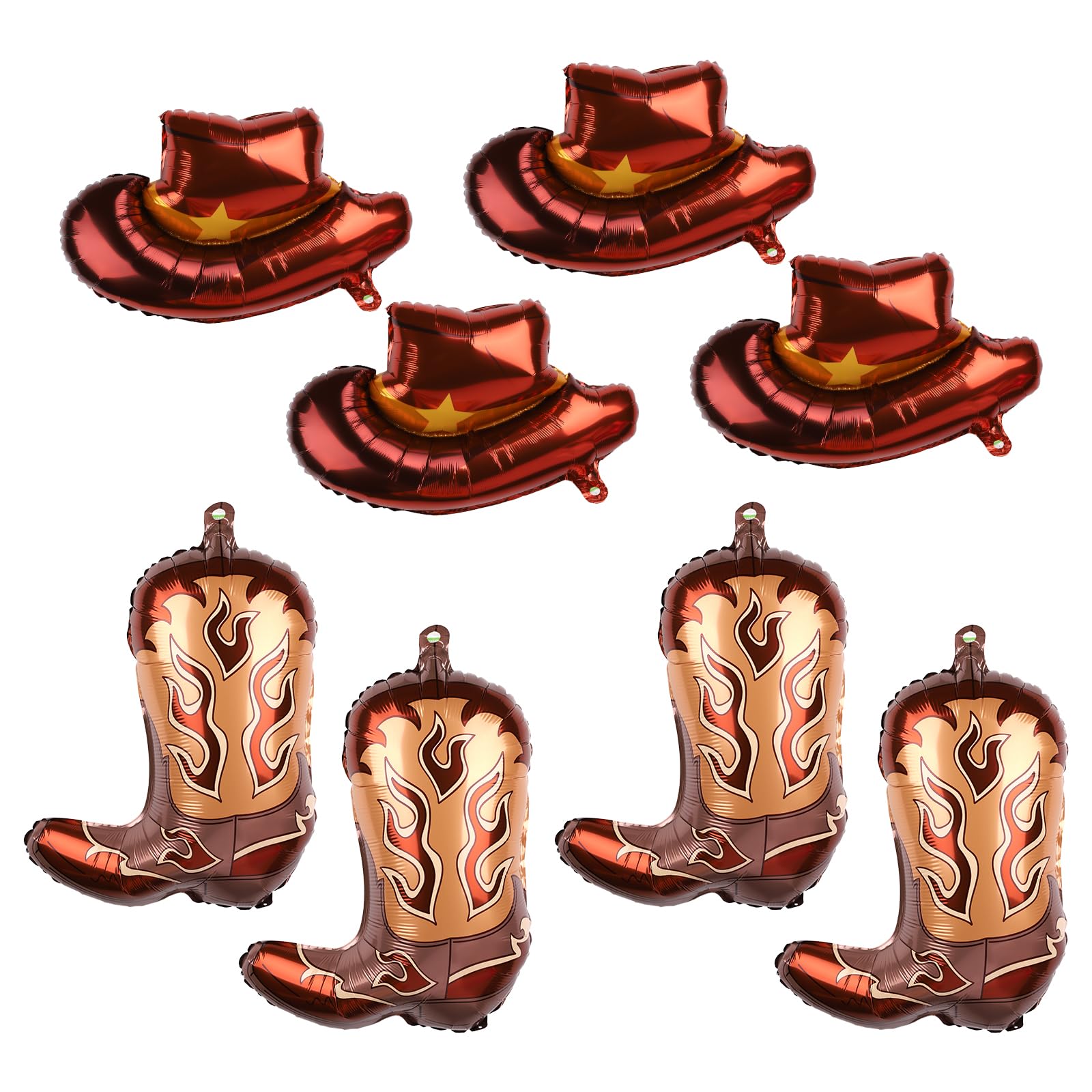 8pcs Western Themed Party Balloons, Large Cowgirl Boots Hats Foil Balloon Cowboy Party Decorations for Cowboy Theme Party Birthday Baby Shower Supplies Decorations