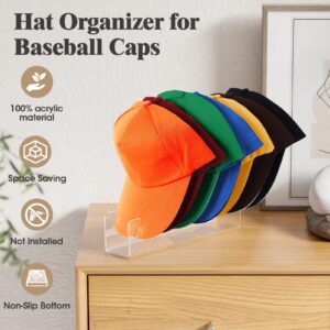 Esnendir Hat Stand For Baseball Caps -Acrylic Hat Organizer, No Install Large Capacity Hat Holder For 14 Baseball Caps For Bedroom, Closet, Dresser 2 Pack (Clear)