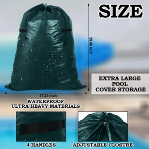 Hushee Above Ground Pool Storage Container Pool Cover Storage Bag with 4 Carry Handles Extra Large Pool Storage Heavy Duty Pool Cover for Winter Pool Safety Covers(47" x 59",Dark Green)