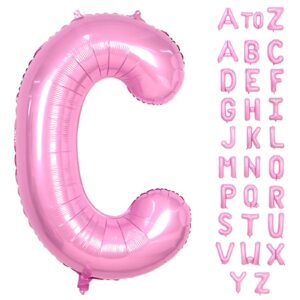 40 inch pink letter balloons, giant light pink letter c balloon, single alphabet c balloon, pastel pink foil mylar name balloon for girls women birthday baby shower anniversary graduation decoration