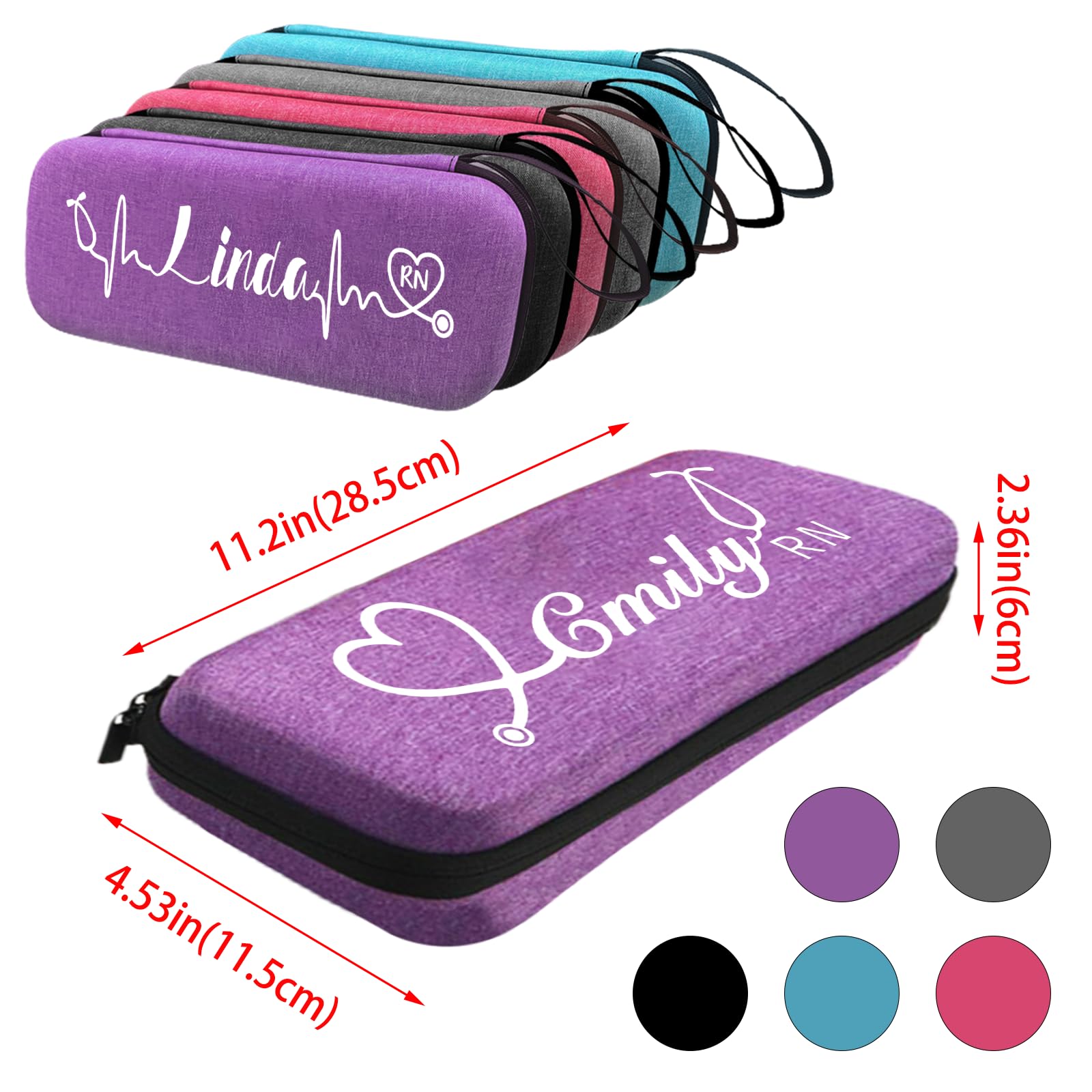 Custom Nurse Stethoscope Case Personalized Stethoscope Case with Name Customized Stethoscopes Case with Mesh Pocket Travel Case Organizer for Medical Assistant, Doctor,RN...