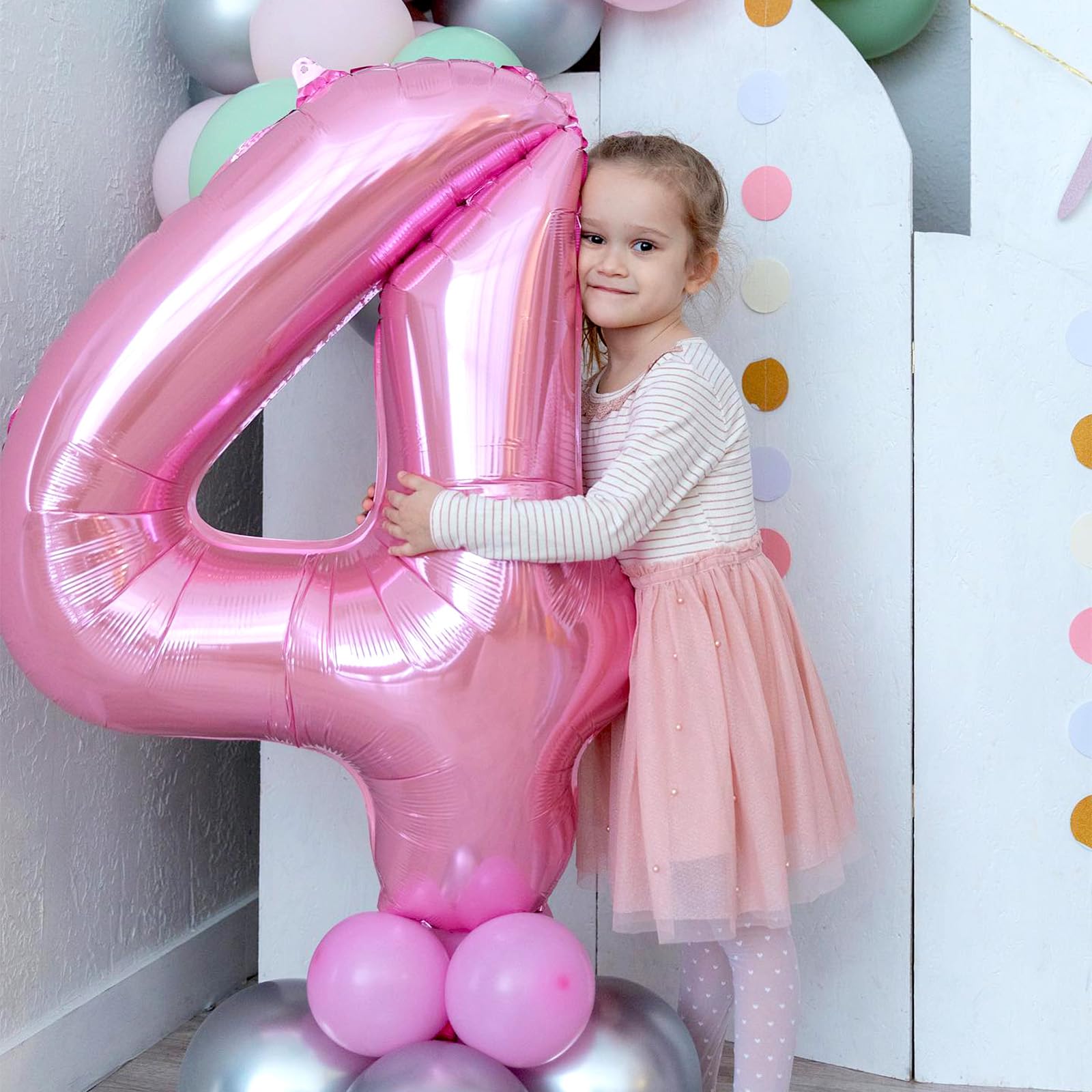 40 Inch Pink Number 1 Balloon, Light Pink Number Balloons Set 0-9, Large Baby Pink 1 Balloon Numbers, Pastel Pink Foil Digital 1 Balloons Helium for Girls Baby Shower 1st Birthday Party Decorations