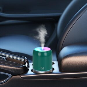 Small Humidifiers for Bedroom, 200ml Quiet Cool Mist Humidifiers for Home Nursery Indoor Plants, Mini Air Humidifier Auto Shut-off Double Mist Humidifier for Car Office Desktop, Dark Green