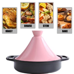 Xgxoz Enameled Cooking Pot Tajine, Premium Cooking Pot Cookware with Ceramic Lid, Enameled Tagine Pot for Home Kitchen