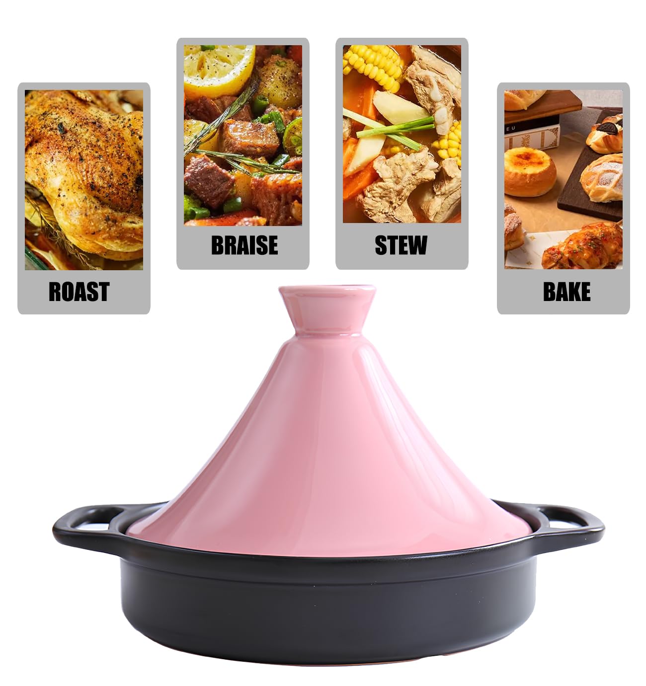 Xgxoz Enameled Cooking Pot Tajine, Premium Cooking Pot Cookware with Ceramic Lid, Enameled Tagine Pot for Home Kitchen