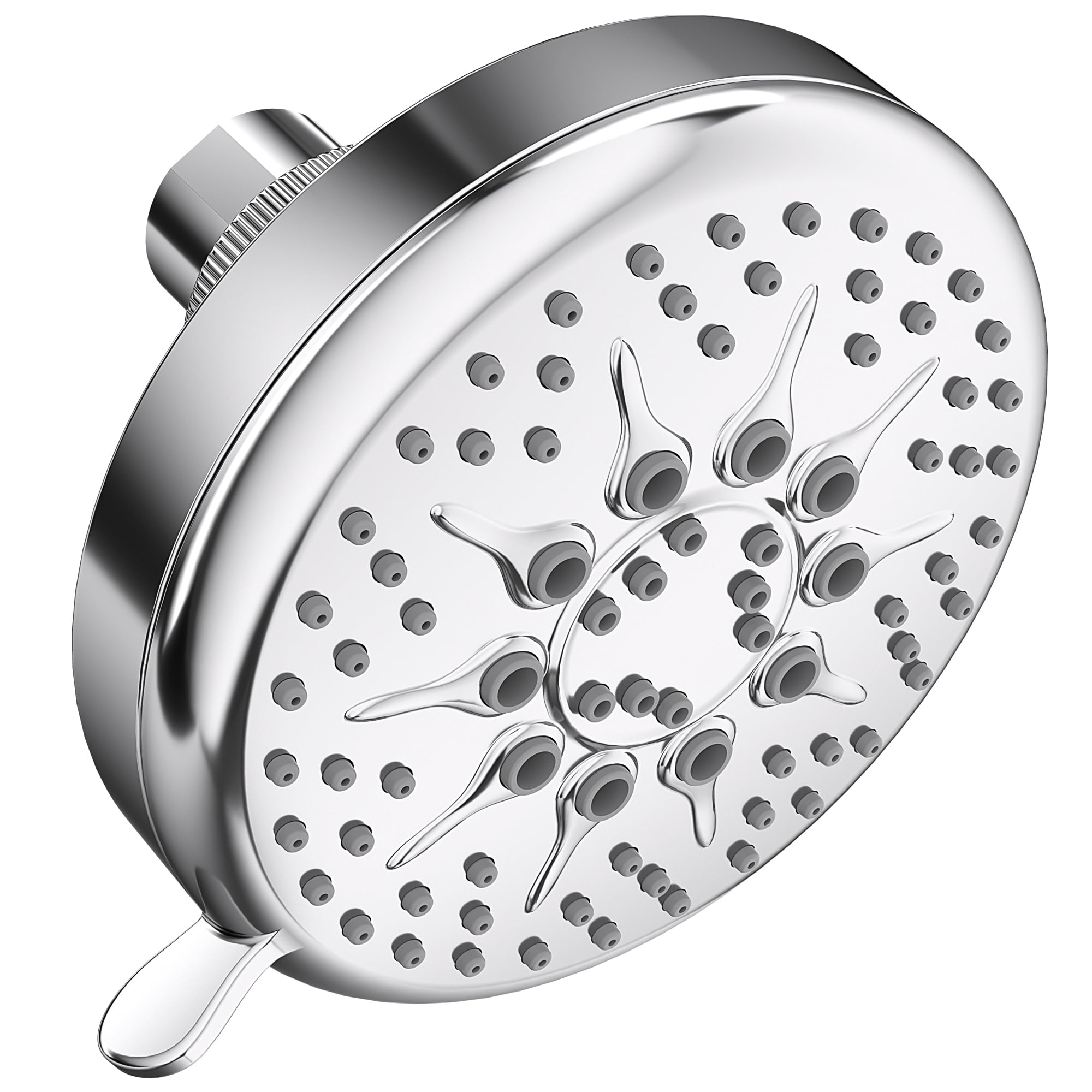 GIMBELEN 5 Settings High Pressure Shower Head, 4 Inch High Flow Bathroom Rain Fixed Shower Heads, Duchas Para Shower Modernas with Pressure Boosting, 1.75 GPM, Polished Chrome