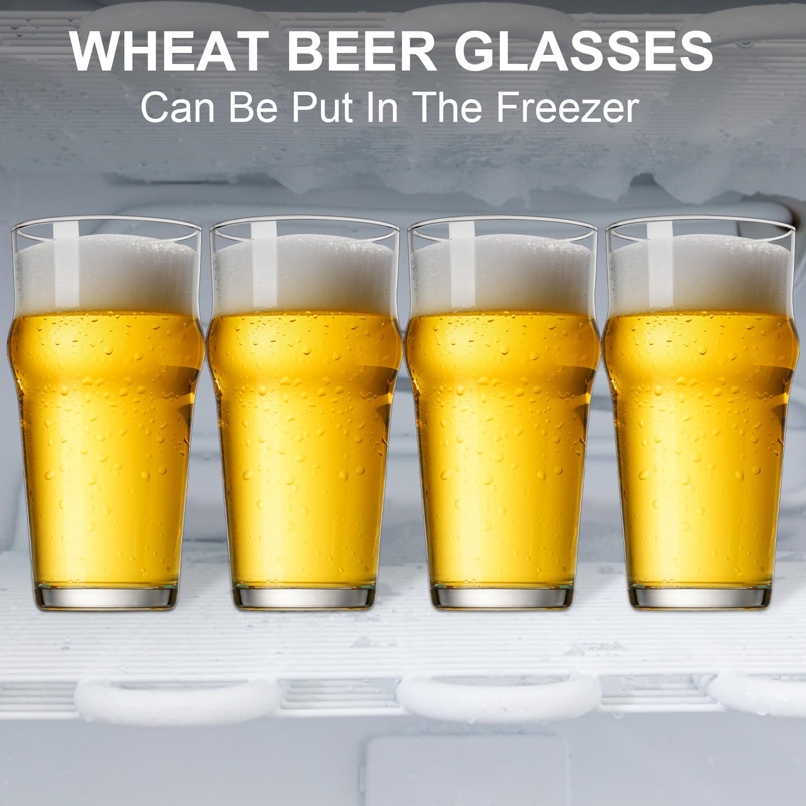 Baalaka Beer Glasses 16 oz, Pint Glasses Set of 4, Pilsner Beer Glasses, Wheat Beer Glasses, Glasses Drinking Set, Glassware Gift for Men