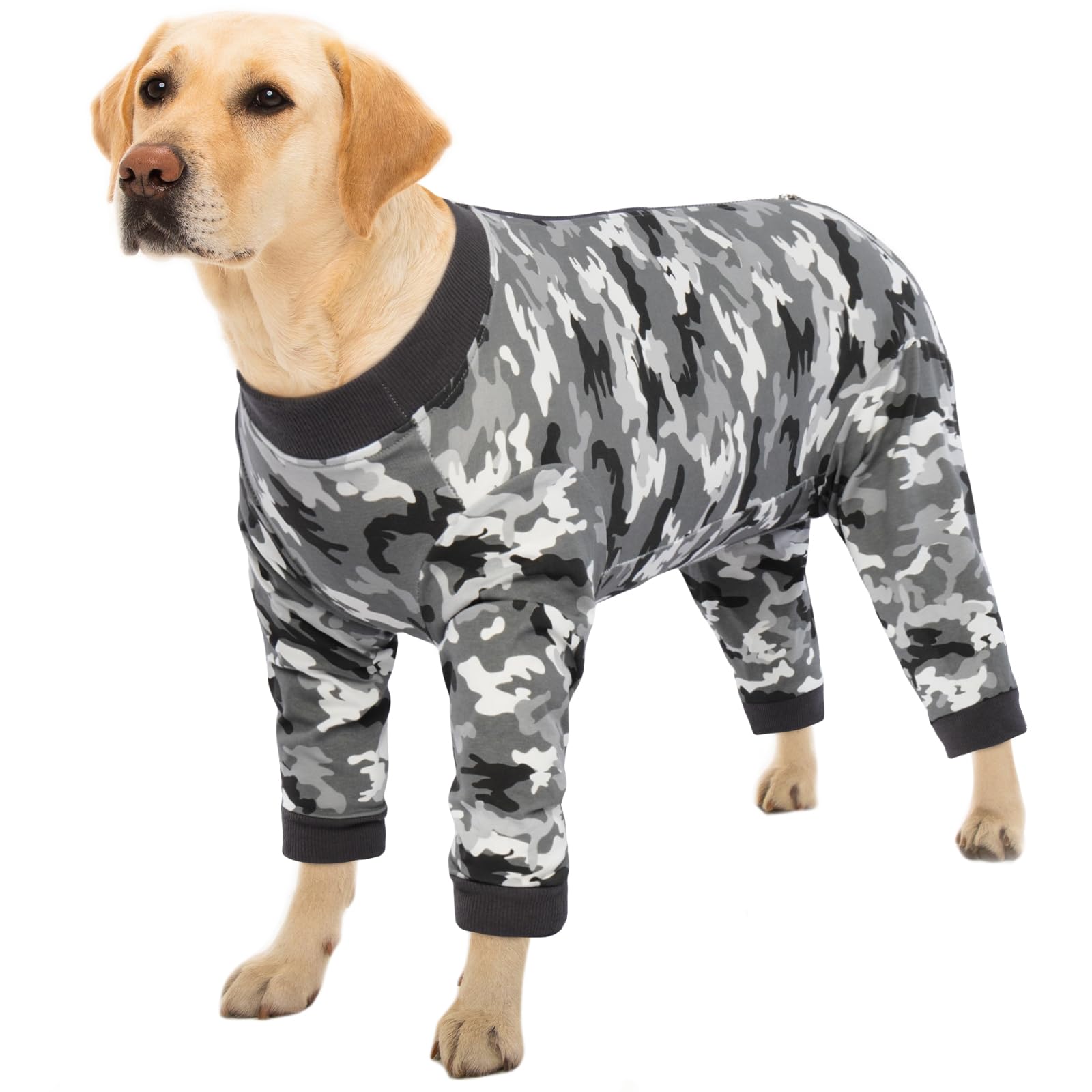 Kuoser Dog Surgery Suit Female Spay, Soft Dog Pajamas, Long Sleeve Dog Recovery Suit, Dog Clothes Onesie for Surgery, Pet Neuter Spay Bodysuit Apparel with Zipper, E-Collar & Cone Alternative