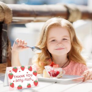 Whaline 24 Pack Strawberry Thank You Cards Bulk Pink Fruit Greeting Cards with Envelopes Stickers Blank Note Cards for Summer Wedding Birthday Baby Shower Party Supplies, 4 x 6 Inch