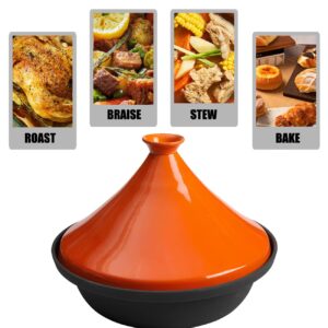 Xgxoz Enameled Tagine, Ceramic Casserole Ceramic Pot Cooking Pot Non Stick Round Tagine with Heat-Resistant Ceramics Lid