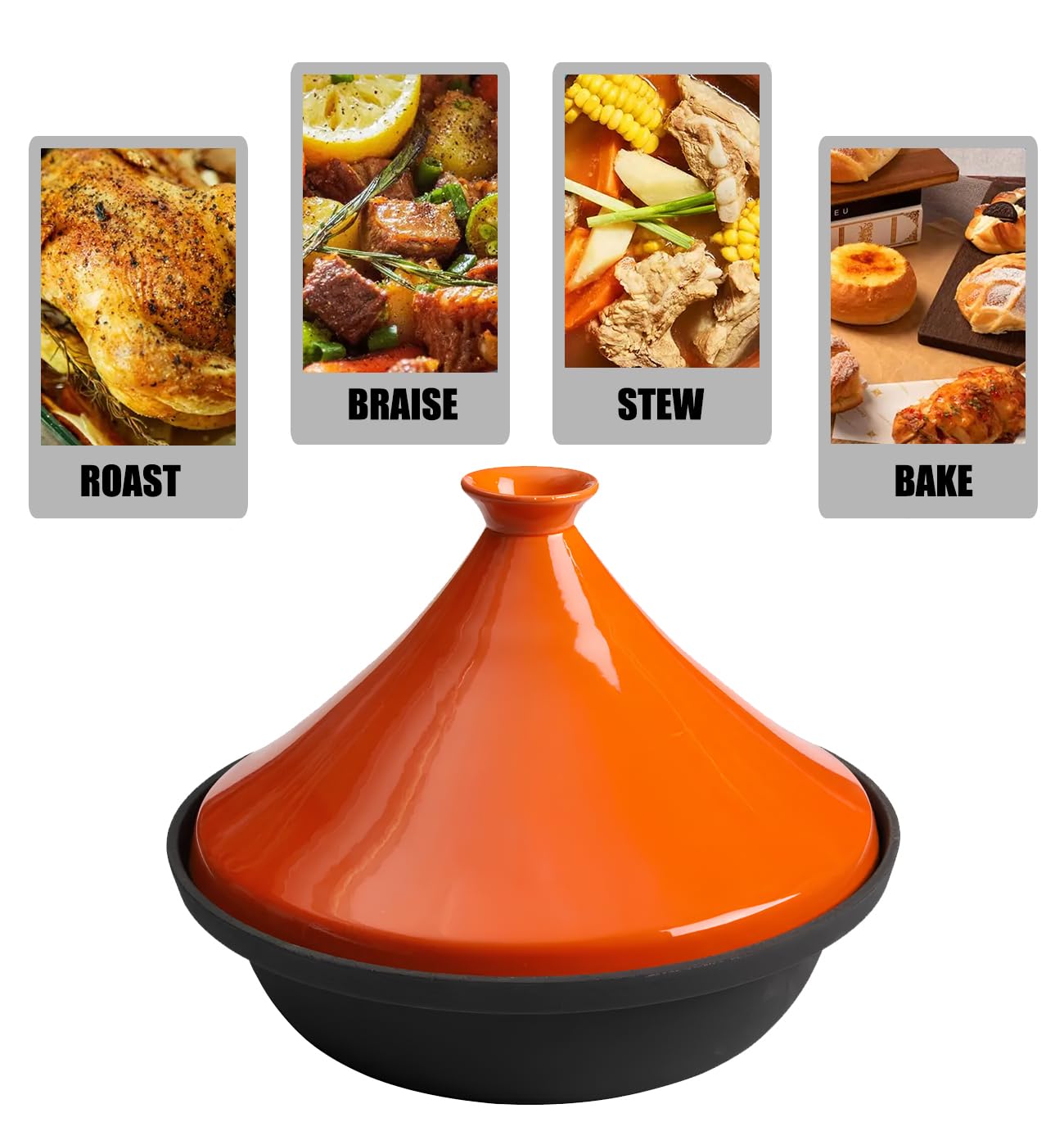 Xgxoz Enameled Tagine, Ceramic Casserole Ceramic Pot Cooking Pot Non Stick Round Tagine with Heat-Resistant Ceramics Lid