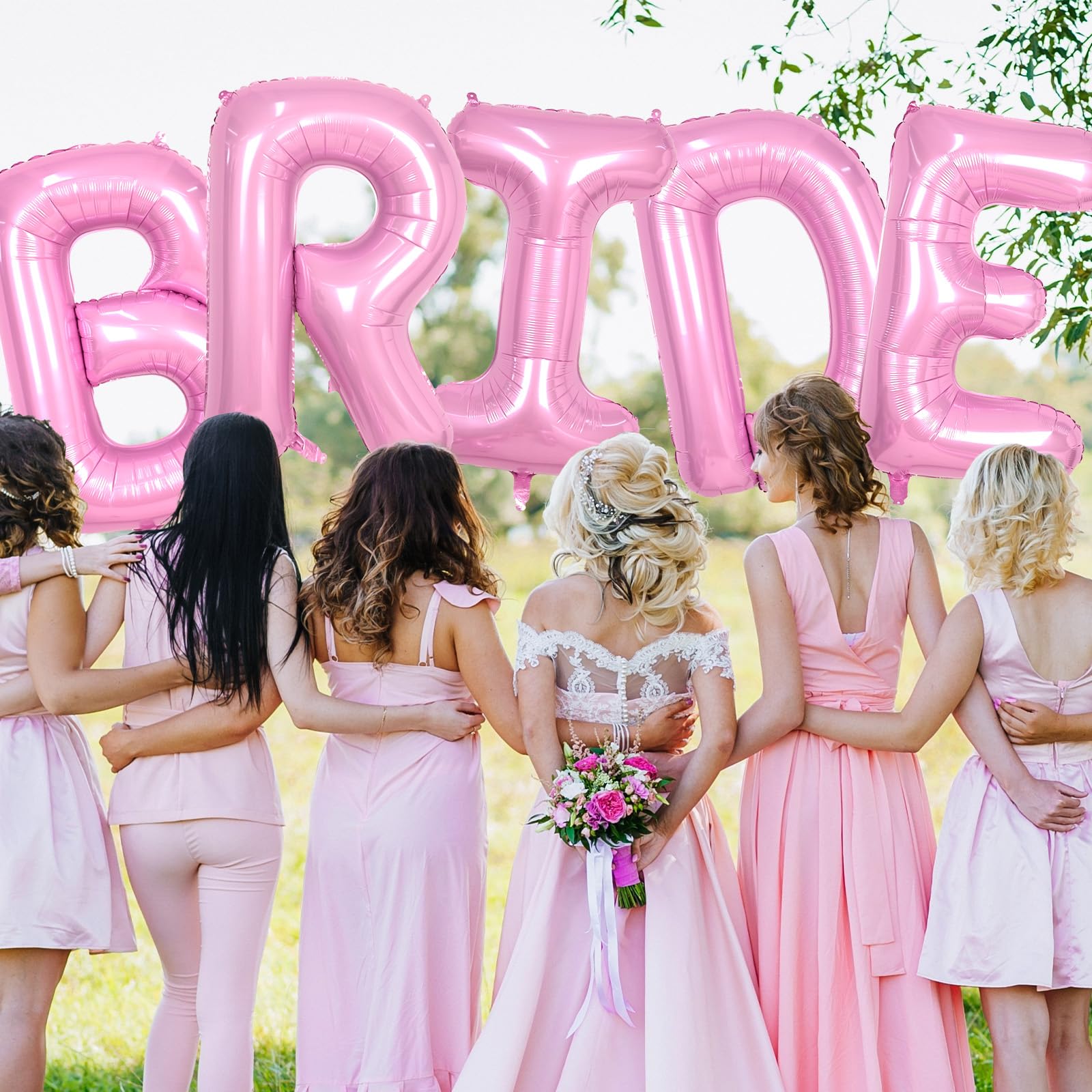 Biapian 40 Inch BRIDE Letter Balloons, Pink BRIDE Foil Balloons, 5 Pcs Giant BAby Pink Foil Large Letters Balloon Helium for Wedding Bridal Shower Anniversary Bachelorette Engagement Party Decoration