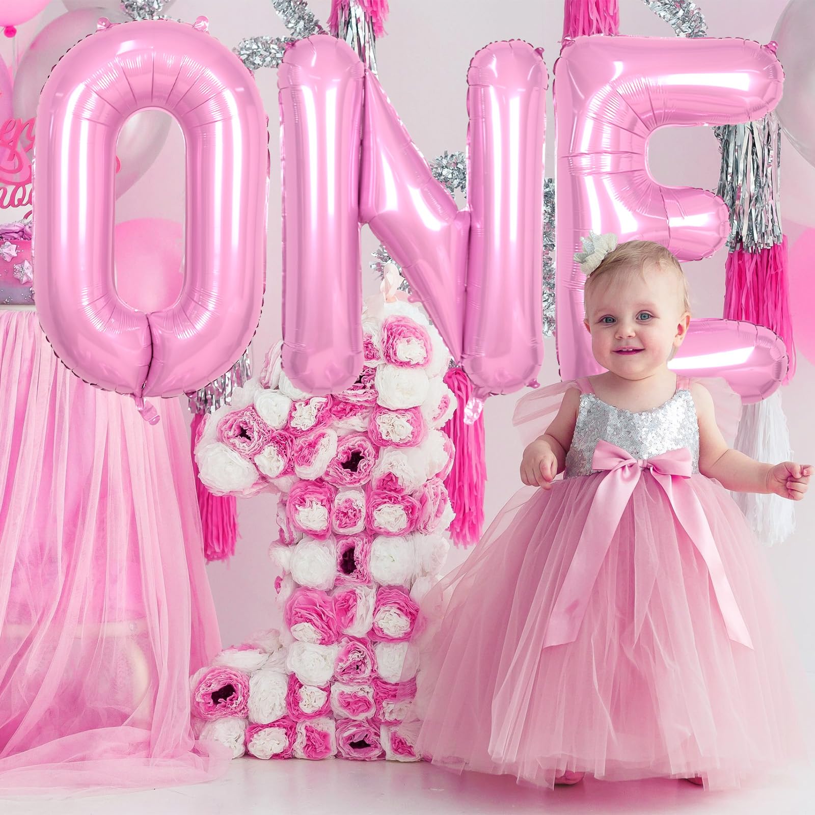 40 Inch Pink Letter Balloons, Giant Light Pink Letter C Balloon, Single Alphabet C Balloon, Pastel Pink Foil Mylar Name Balloon for Girls Women Birthday Baby Shower Anniversary Graduation Decoration