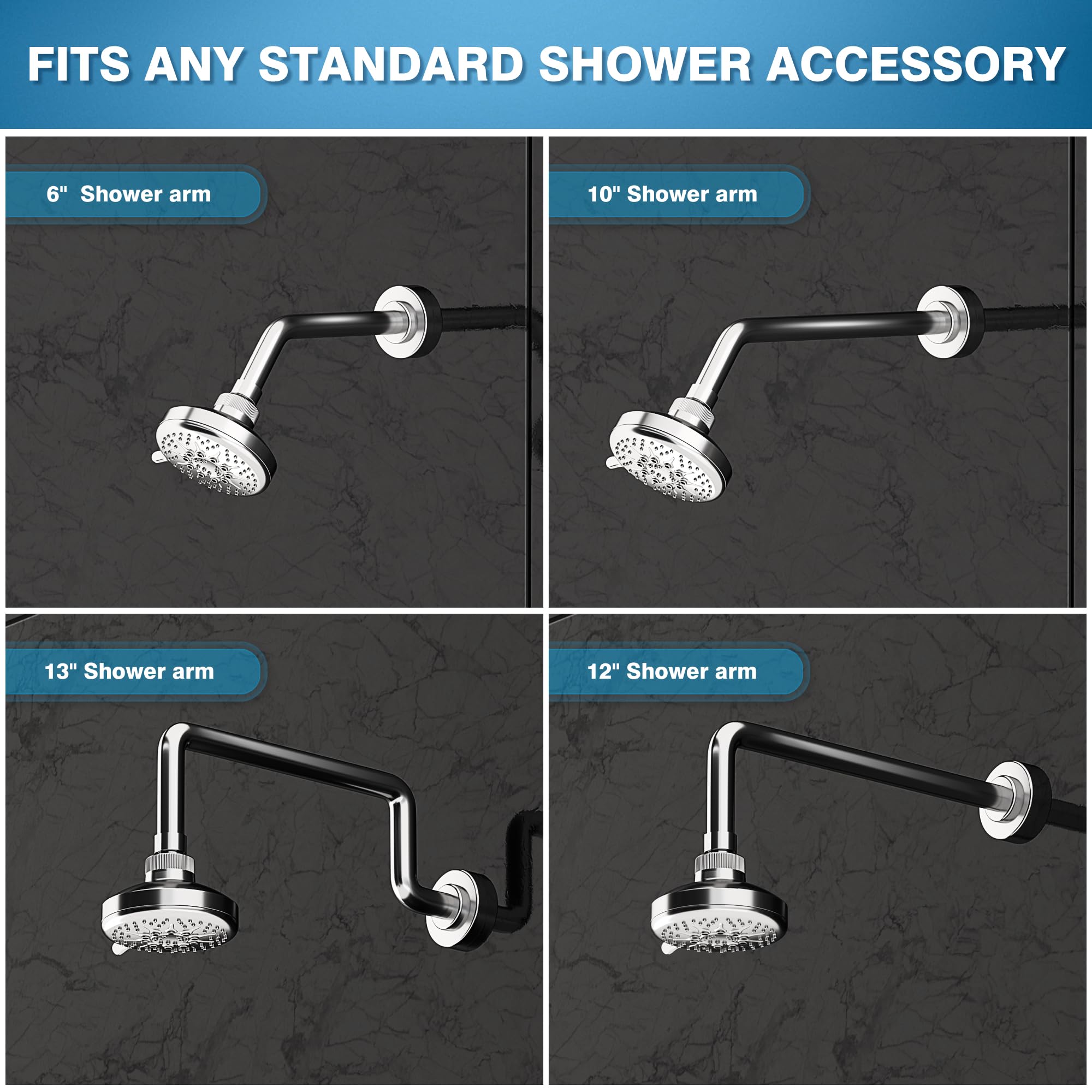 GIMBELEN 5 Settings High Pressure Shower Head, 4 Inch High Flow Bathroom Rain Fixed Shower Heads, Duchas Para Shower Modernas with Pressure Boosting, 1.75 GPM, Polished Chrome